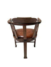 Art Deco Captain"s Chair or Armchair with Leather Seat, 1930s